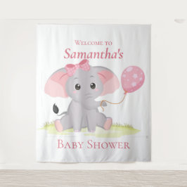 Elephant Ballon Girl Baby Dusche Hintergrund Wandteppich