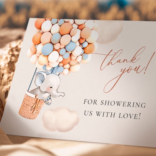 Elephant Balloon Baby Dusche Vielen Dank Dankeskarte (Von Creator hochgeladen)