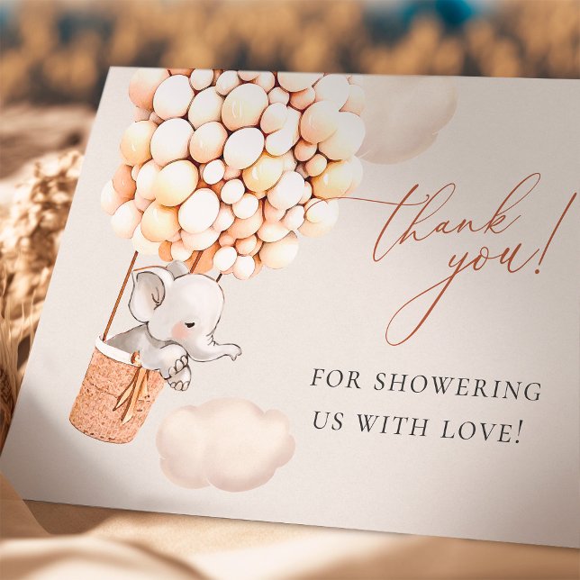 Elephant Balloon Baby Dusche Vielen Dank Dankeskarte (Von Creator hochgeladen)