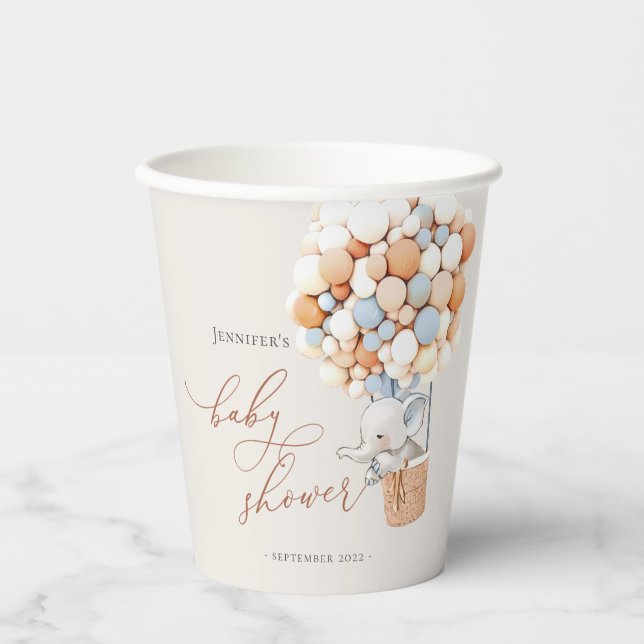 Elephant Balloon Baby Duschpapierkassetten Pappbecher (Vorderseite)