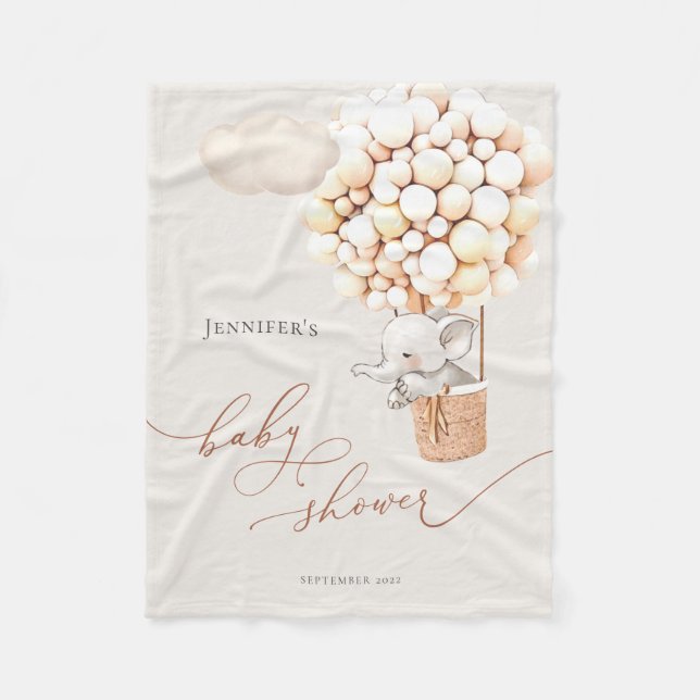 Elephant Balloon Baby Shower Fleece Blanket (Vorderseite)