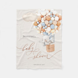 Elephant Balloon Baby Shower Fleece Blanket