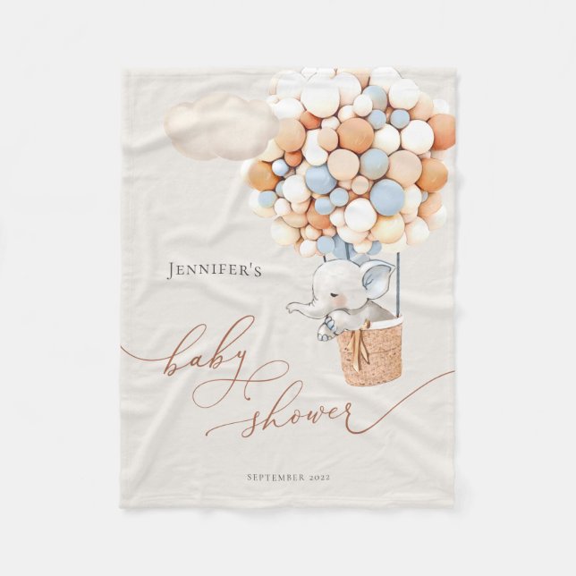 Elephant Balloon Baby Shower Fleece Blanket (Vorderseite)