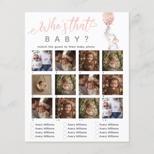 Elephant Balloon Baby Showspielball Babygesicht (Vorderseite)