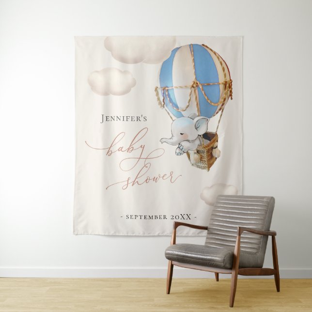 Elephant Balloon Clouds Tapestry Wandteppich (Beispiel)