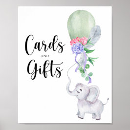 Elephant & Balloon Karten und Geschenke Babydusche Poster
