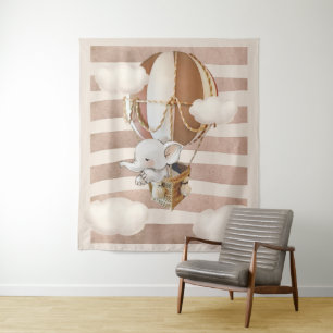 Elephant Balloon Neutral Virtual Shower Hintergrun Wandteppich