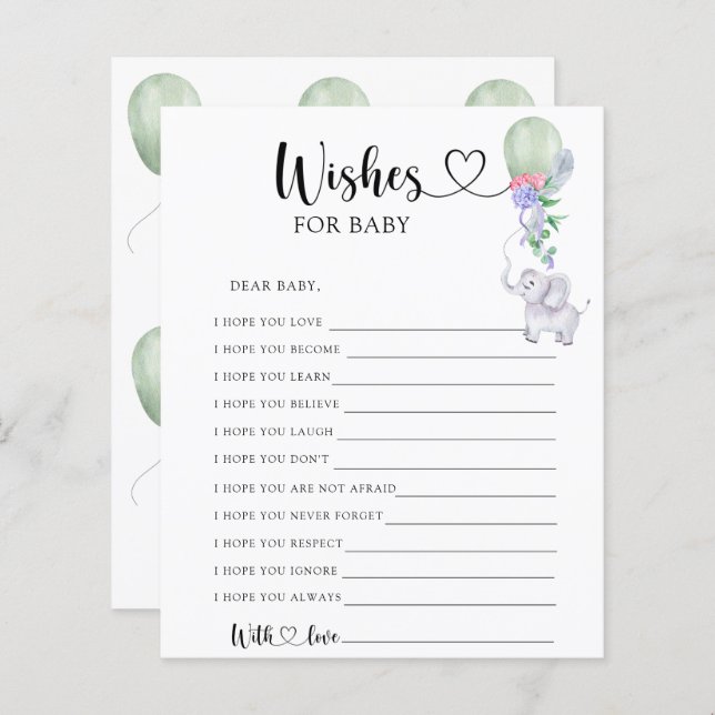 Elephant & Balloon - Party-Spiel | Babywünsche (Vorne/Hinten)