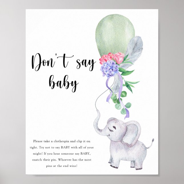 Elephant & Balloon - Sag nicht, Baby Poster (Vorne)