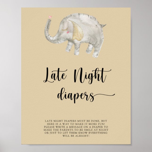 Elephant Balloon \ Spate night diaper game Poster (Vorne)