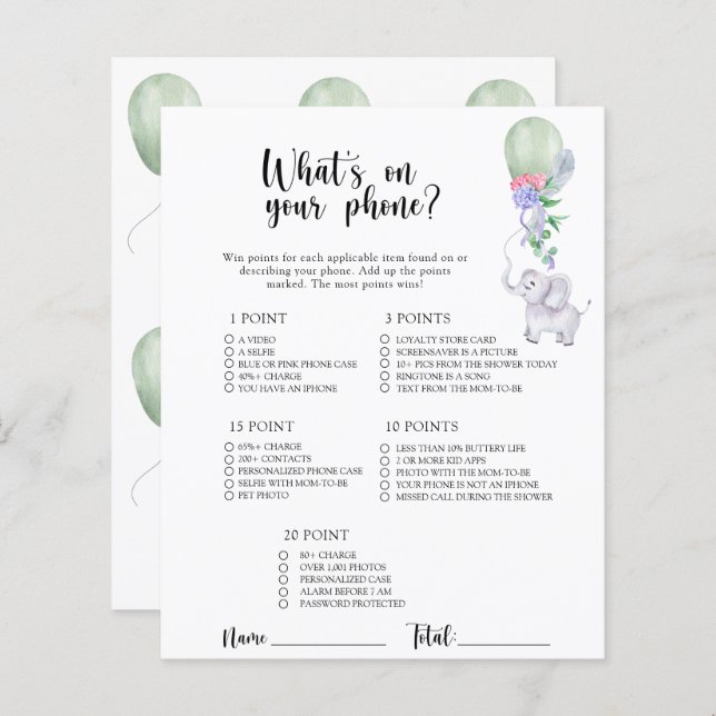 Elephant & Balloon - Was ist in Ihrem Handyspiel? (Vorne/Hinten)