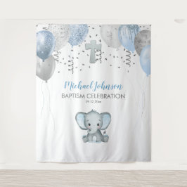 Elephant Balloons Aquarelltaufe Wandteppich