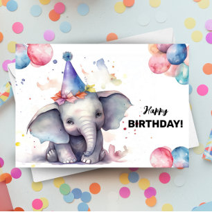 Elephant Balloons und Party Happy Birthday Karte