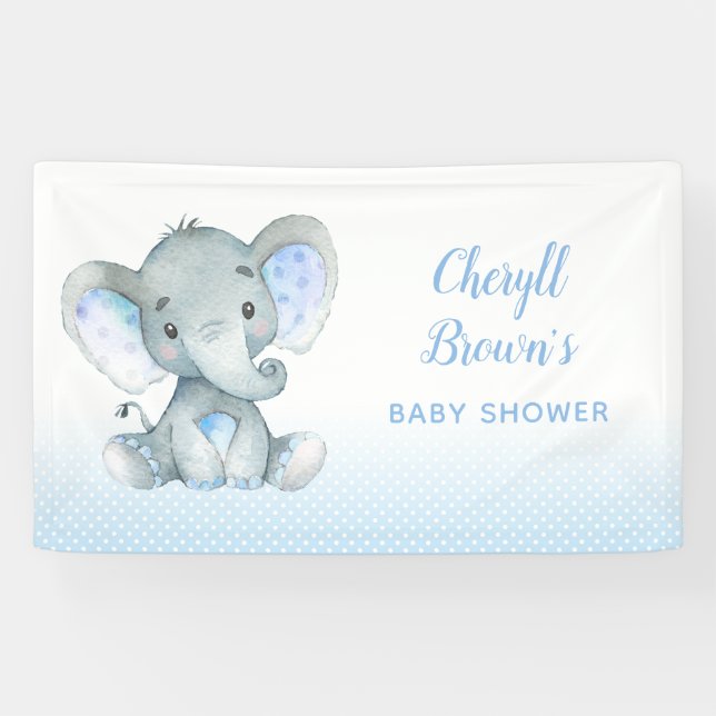 Elephant Banners - Babyduschbackdrops (blau) Banner (Horizontal)