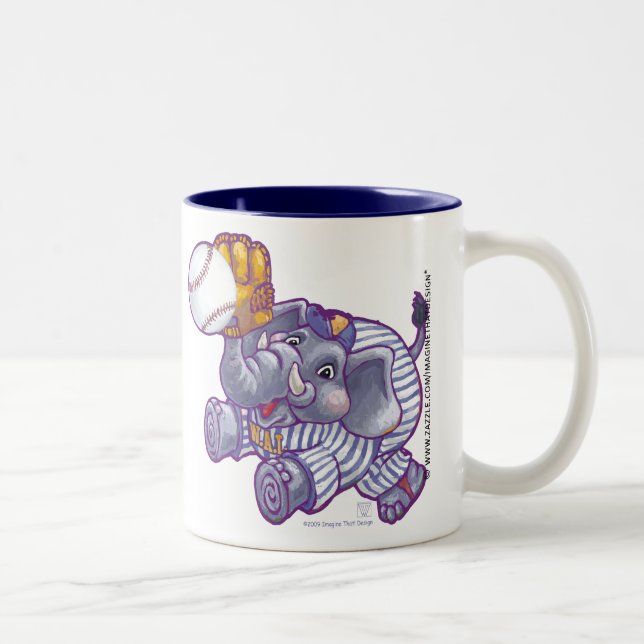 Elephant Baseball Player Tasse (Rechts)