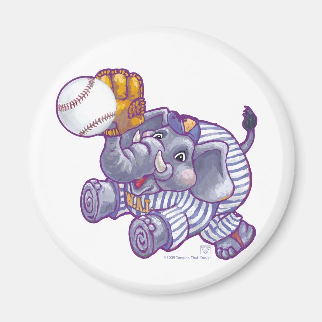 Elephant Baseball Star Magnet (Vorne)