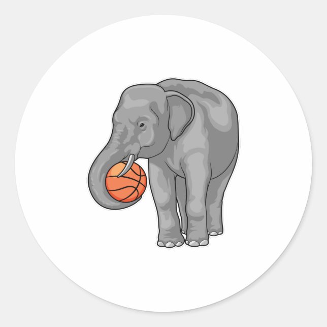Elephant Basketball-Spieler Basketball Runder Aufkleber (Vorderseite)
