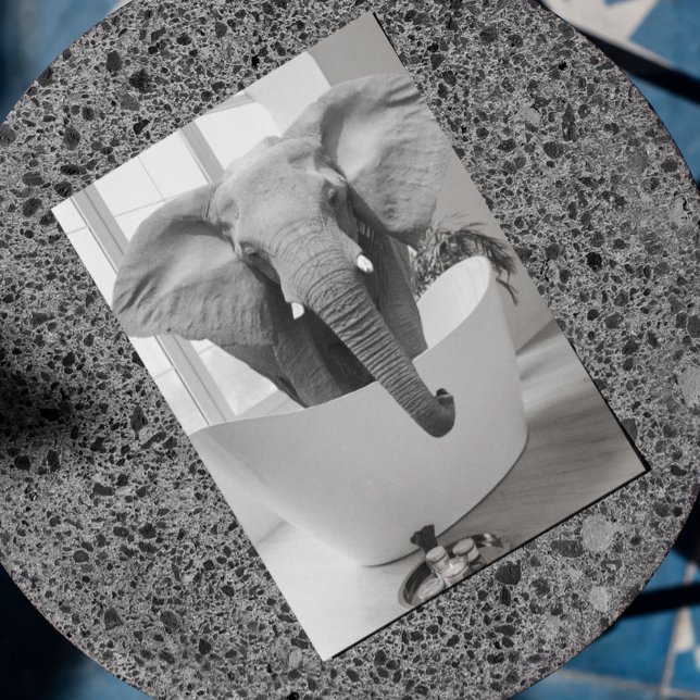 Elephant Bathtub Schwarz-weißes Bad Art Postkarte (Von Creator hochgeladen)