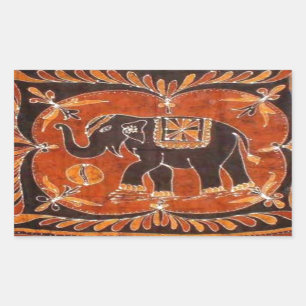 Elephant Batik Rechteckiger Aufkleber