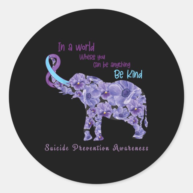 Elephant Be Kind Semicolon Suicide Prevention Awar Runder Aufkleber (Vorderseite)