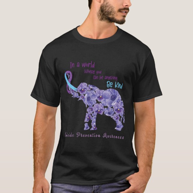Elephant Be Kind Semicolon Suicide Prevention Awar T-Shirt (Vorderseite)