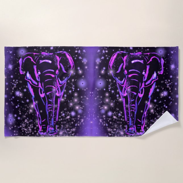 Elephant Beach Handtuch Lila Rosa Starry Night (Vorderseite)