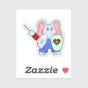 Elephant bei Impfung mit Spritze Aufkleber