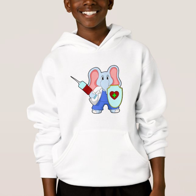 Elephant bei Impfung mit Spritze Hoodie (Vorderseite)