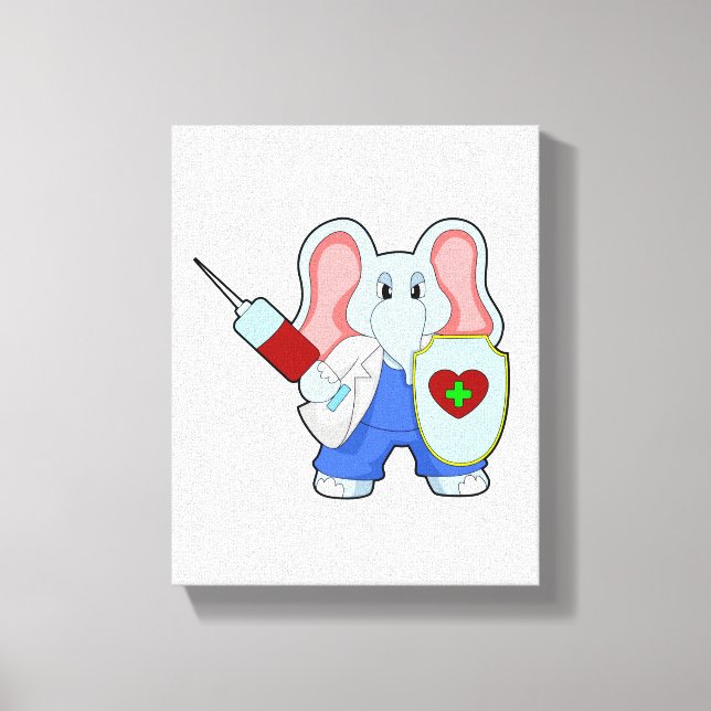 Elephant bei Impfung mit Spritze Leinwanddruck (Vorderseite)