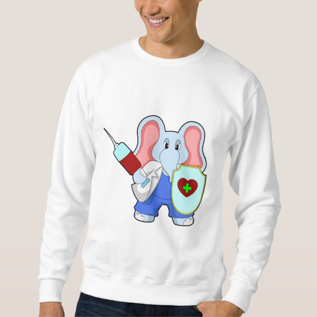 Elephant bei Impfung mit Spritze Sweatshirt (Vorderseite)