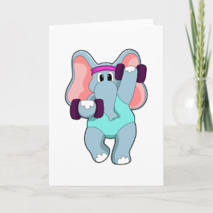 Elephant beim Krafttraining mit Dumbells Karte