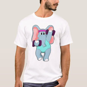 Elephant beim Krafttraining mit Dumbells T-Shirt
