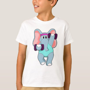 Elephant beim Krafttraining mit Dumbells T-Shirt