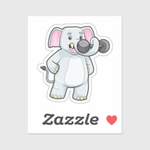 Elephant beim Strenght Training mit Dumbell Aufkleber