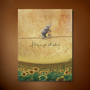 Elephant Bike Cycle TightRope Sonnenblumen   Postkarte