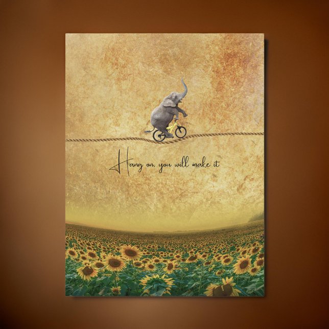 Elephant Bike Cycle TightRope Sonnenblumen | Postkarte (Von Creator hochgeladen)