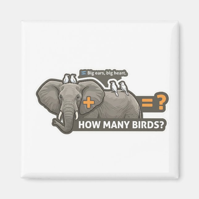 Elephant & Birds Addition Magnet (Vorne)