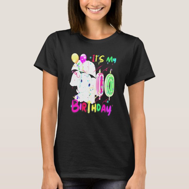 Elephant Birthday It's My 10th Birthday Girls Elep T-Shirt (Vorderseite)