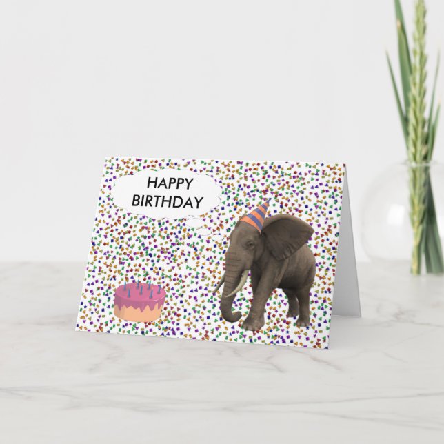 Elephant Birthday Karte (Vorderseite)