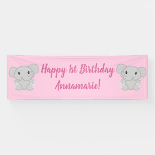 Elephant Birthday Party Banner