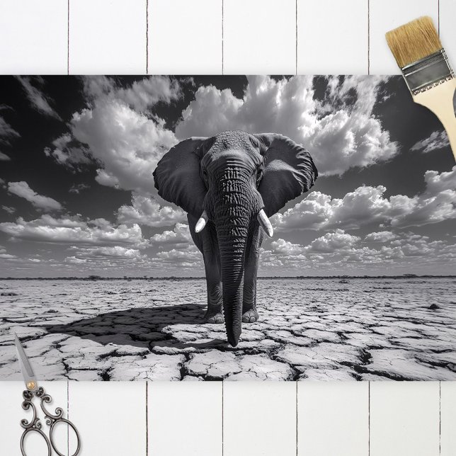 Elephant Black and White Decoupage Seidenpapier (Von Creator hochgeladen)