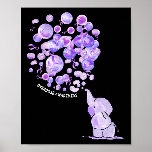 Elephant bläst Lila Löwen Überdosierung Awarene Poster (Vorne)