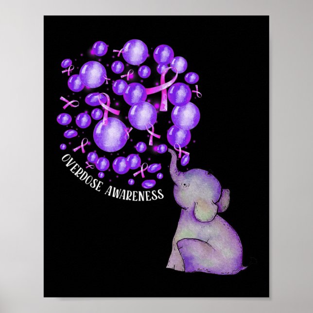 Elephant bläst Lila Löwen Überdosierung Awarene Poster (Vorne)