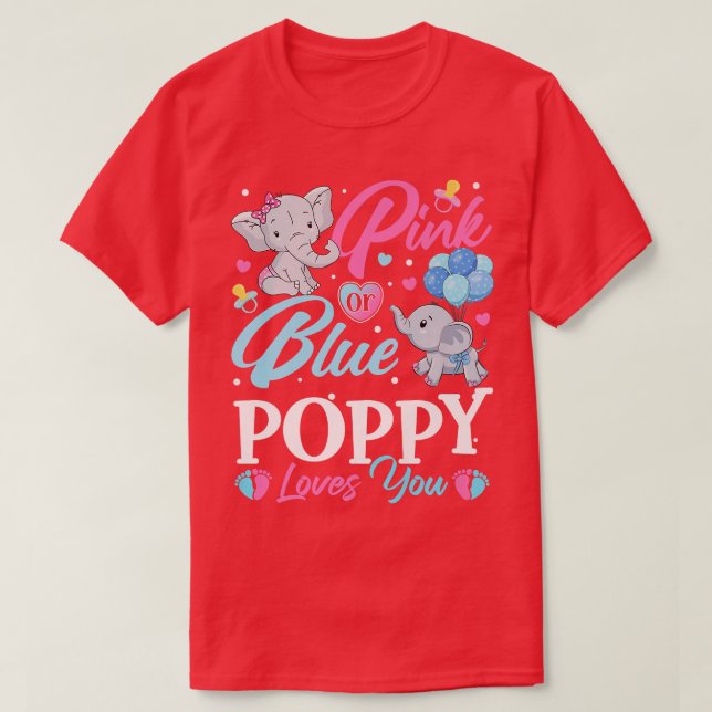 Elephant Blau Pink Poppy Lieben Sie Schwangerschaf T-Shirt (Design vorne)
