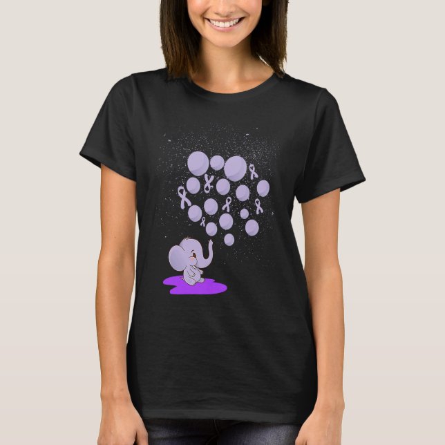 Elephant Blowing Up Purple Balloons Overdose Aware T-Shirt (Vorderseite)