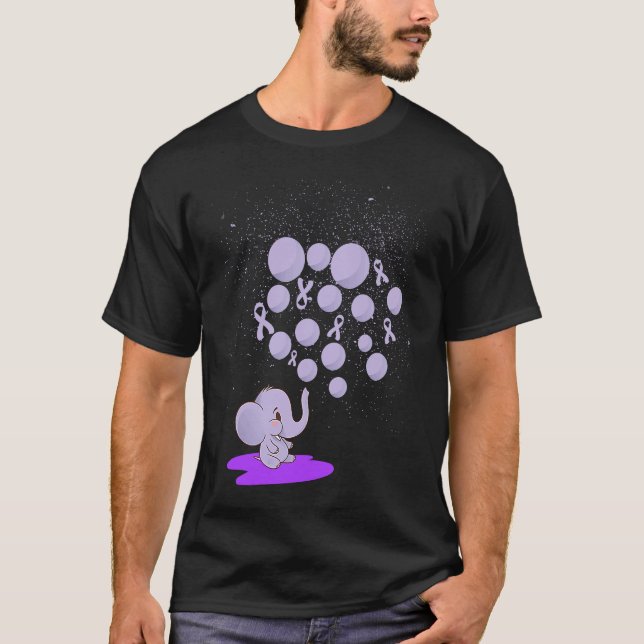 Elephant Blowing Up Purple Balloons Overdose Aware T-Shirt (Vorderseite)