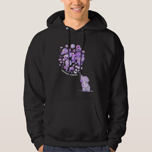 Elephant Blowing Upp Purplee Balloons Fibromyalgia Hoodie (Vorderseite)