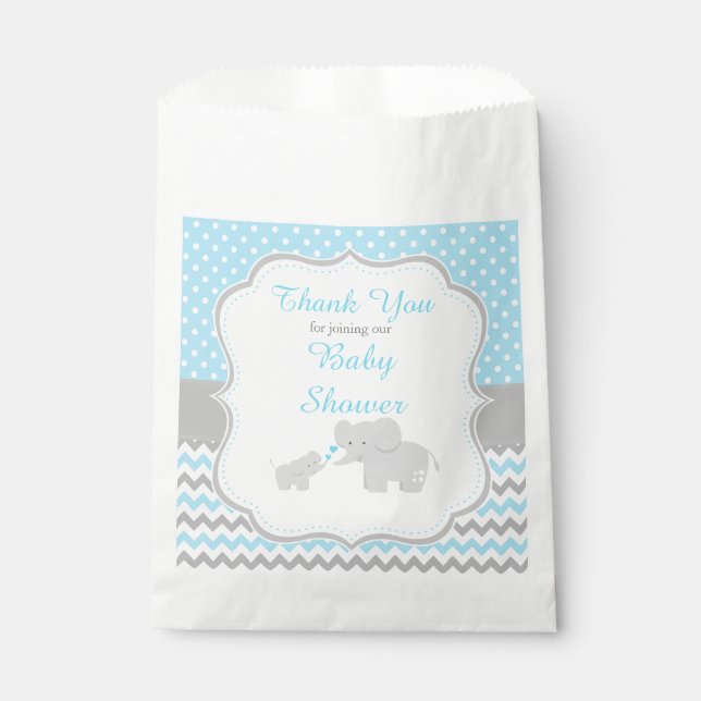 Elephant Blue and Gray Baby Shower Party Geschenktütchen (Vorderseite)