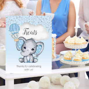 Elephant Blue Balloon Baby Dusche Leckereien Poster