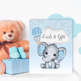 Elephant Blue Balloon Baby Showkarten & Geschenke Poster